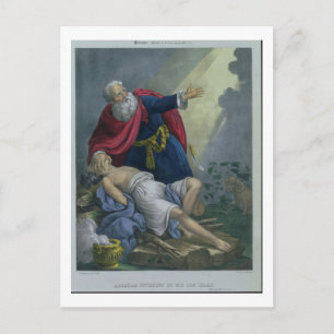Abraham Offering Up Son Isaac, from a Bible pr Postkarte