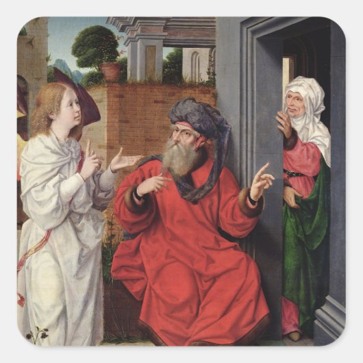 Abraham, Sara und Angel, c.1520 Quadratischer Aufkleber (Vorderseite)
