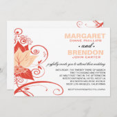 Abraxas Abstrakt Floral | Pfirsichkoralle Einladung (Vorne/Hinten)