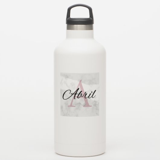 Abril Marble Monogram Inital Girls Personalisiert Aufkleber (Wassserflasche)