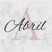 Abril Marble Monogram Inital Girls Personalisiert Aufkleber (Vorderseite)
