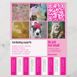 Abriss Flyer quadratische Bilder rosa Gartenarbeit
