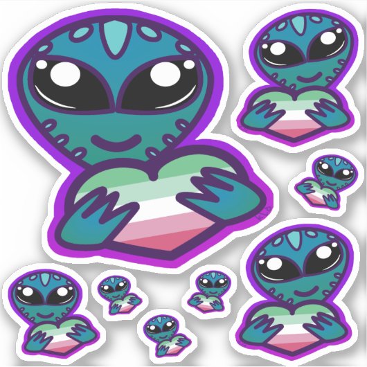 Abrosexual und stolz Alien Stickers Aufkleber (Vorderseite)