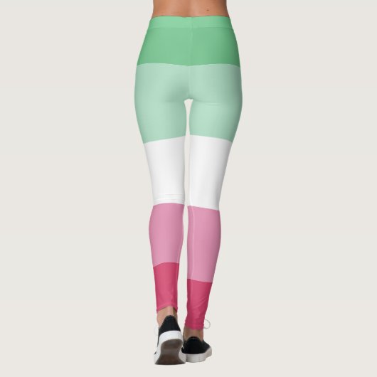 Abrosexual Wassermelon Grün rosa Weiße Streifen LG Leggings (Rückseite)