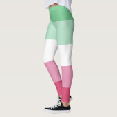 Abrosexual Wassermelon Grün rosa Weiße Streifen LG Leggings (Links)