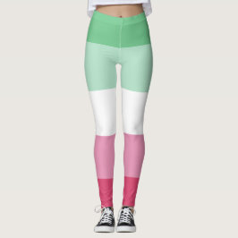 Abrosexual Wassermelon Grün rosa Weiße Streifen LG Leggings