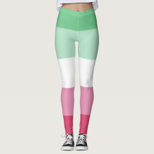 Abrosexual Wassermelon Grün rosa Weiße Streifen LG Leggings