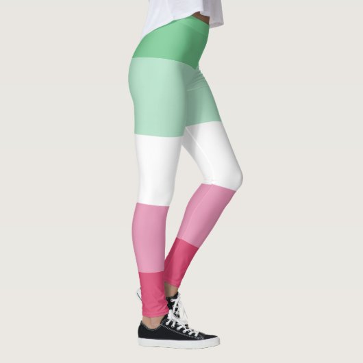 Abrosexual Wassermelon Grün rosa Weiße Streifen LG Leggings (Rechts)