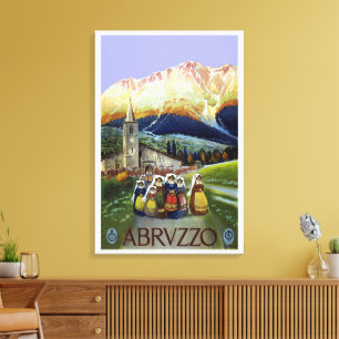Abruzzen Italien Vintage-Reiseplakat Kunst mit Fra Leinwanddruck