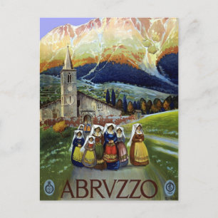 Abruzzen Italien Vintage Reiseposter Kunst mit Fra Postkarte