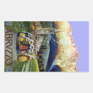 Abruzzen Italien Vintage Reiseposter Kunst mit Fra Rechteckiger Aufkleber