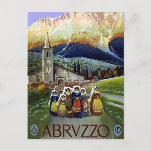 Abruzzo Italien Vintage Reiseplaner mit Wirkung fü Postkarte (Vorderseite)