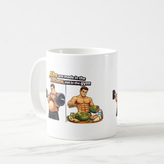 Abs Are Made in the Kitchen, Not in the Gym Mug Kaffeetasse (Vorderseite Links)