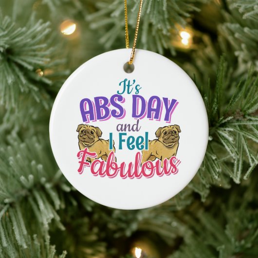 Abs Day Core Workout - Mops Dog Lover Keramik Ornament (Baum)
