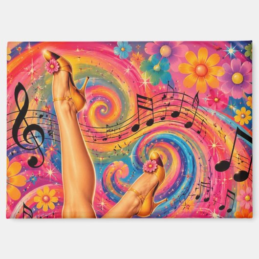 Absatz Musik Blumen Farbstrudel Magnet (Vorderseite)