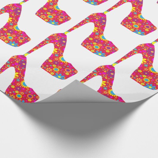 Absatz-Schuh - Blumenpumpe, Mehrfarbenrosa Geschenkpapier (Ecke)