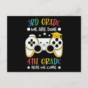 Abschied 3. Klasse, Hallo 4. Klasse Gamer-Kinder-G Postkarte