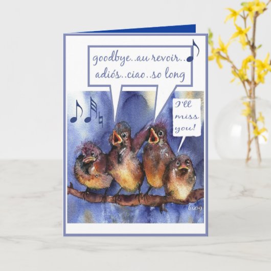 Abschied, Abschied, au revoir, adios, ciao, gute R Karte (Gelbe Blume)