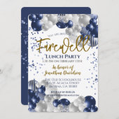 Abschied Goodbye Retirement Blue Silver Gold Einladung (Vorne/Hinten)