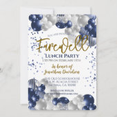 Abschied Goodbye Retirement Blue Silver Gold Einladung (Vorderseite)