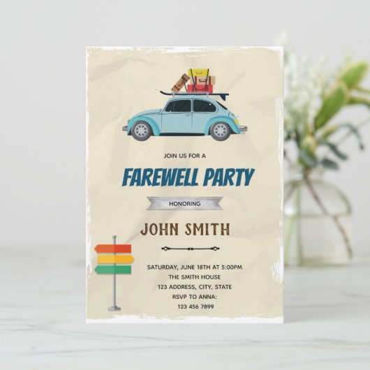 Abschied-Party Einladung (Stehend Vorderseite)