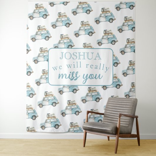 Abschied Party wir verpassen Sie Auto Hintergrund Wandteppich (Beispiel)