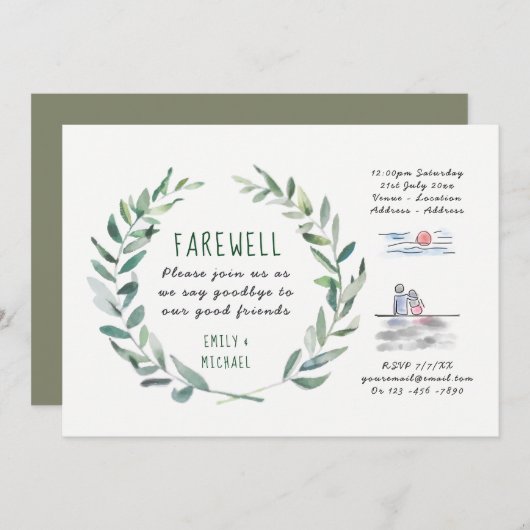 Abschied Verlassend Party Einladung Kraft Rustikal (Vorne/Hinten)