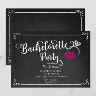 Abschied vom Junggesellentum Rosa Lippen Hochzeits Einladung