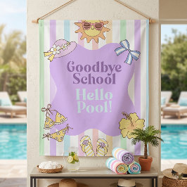 Abschied von der Schule Hallo Pool Streifen Party Wandteppich