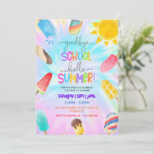 Abschied von der Schule, Hallo Sommer-Poolparty Einladung (Stehend Vorderseite)