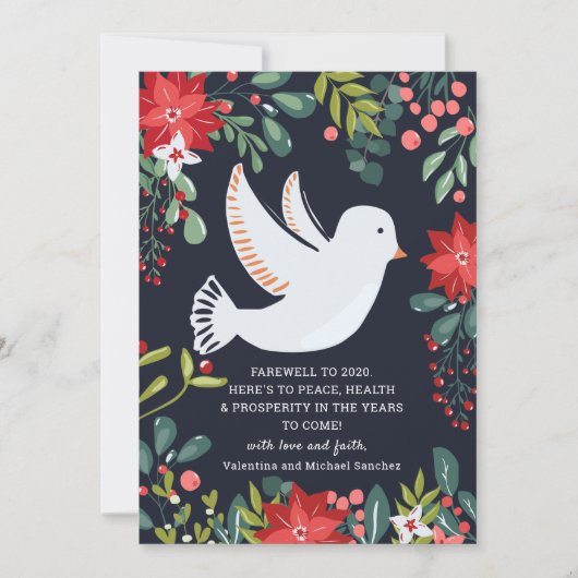 Abschied von der White Dove Floral Weihnachtskarte (Vorderseite)