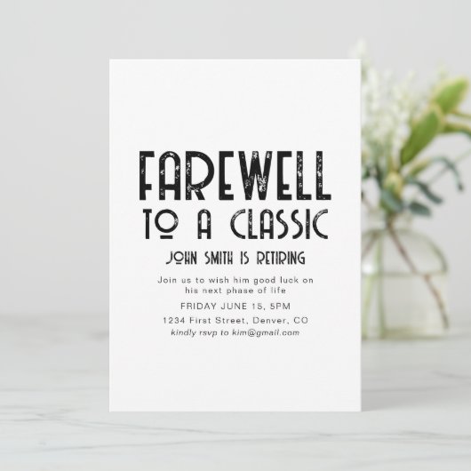 Abschied von einem Party für die klassische Alters Einladung (Stehend Vorderseite)