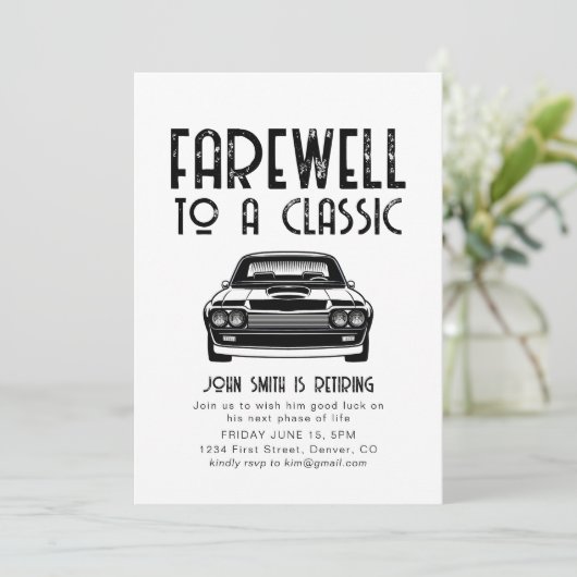 Abschied von einem Party für ein klassisches Ruhes Einladung (Stehend Vorderseite)