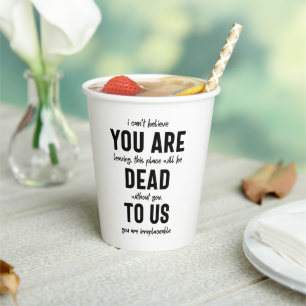 Abschied von Kollegen, Ruhestand, Abschied von Arb Pappbecher