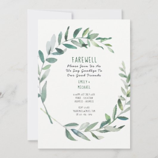 Abschiedlich Verlassend Party Einladung Olivenöl-B (Vorderseite)