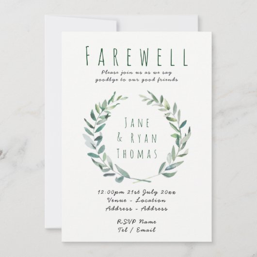 Abschiedlich Verlassend Party Einladung Rustikale (Vorderseite)