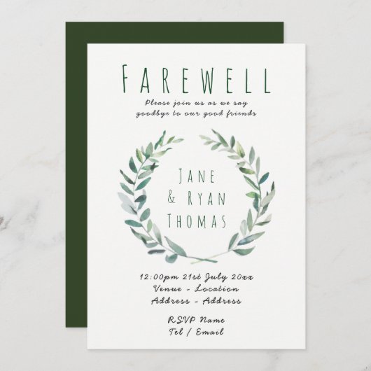 Abschiedlich Verlassend Party Einladung Rustikale  (Vorne/Hinten)