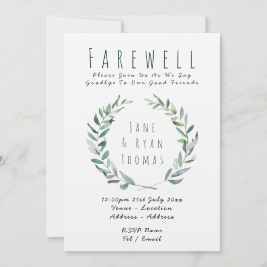 Abschiedlich Verlassend Party Einladung Rustikale  (Vorderseite)