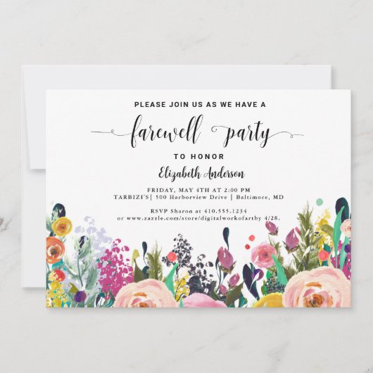 Abschiedliches Party Abfahrt Flora Foto Einladung (Vorderseite)