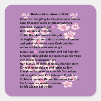 Abschieds Gedicht Quadratischer Aufkleber