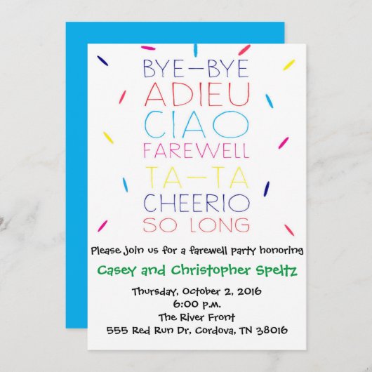 Abschiedseinladung Einladung (Vorne/Hinten)