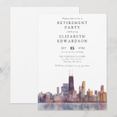 Abschiedsfeier Chicago Skyline Einladung (Vorne/Hinten)