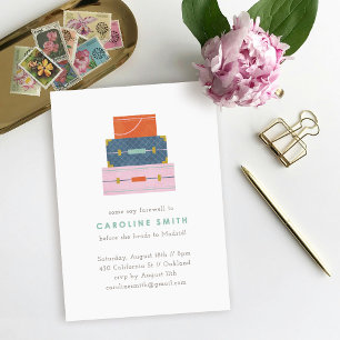 Abschiedsfeier-Einladung in Orange Blau Pink Einladung