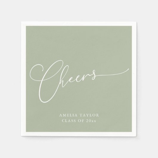Abschiedsfeier Minimal Sage Jade Schrift Serviette (Vorderseite)