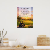 Abschiedsfeier-Willkommensschild für Golfplatz-Bug Poster (Küche)