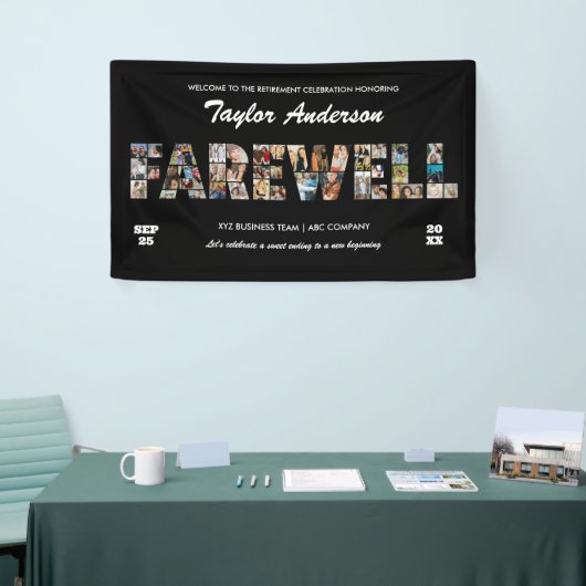 Abschiedsfoto-Collage Party Sozialarbeiterruhestan Banner (Messeveranstaltung)