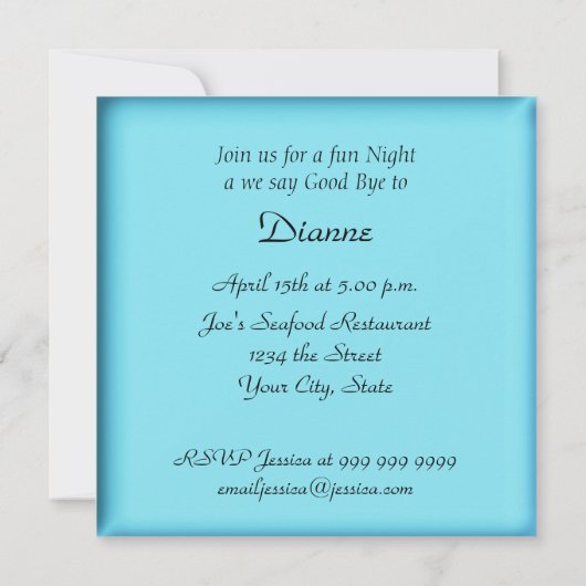 Abschiedskarte Party Einladung gut Bye (Rückseite)