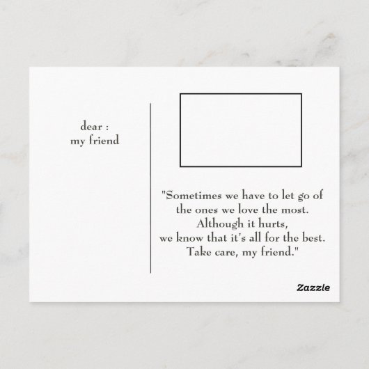 Abschiedskarten für Ihren Freund Postkarte (Rückseite)