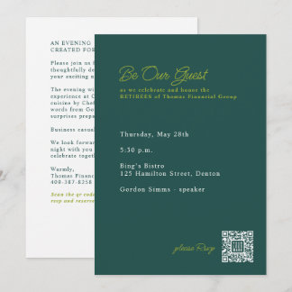 Abschiedsparty-Abendessen mit QR-Code Einladung