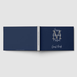 Abschiedsparty-Monogramm Blau-Grau-Weiß-Einladungs Gästebuch